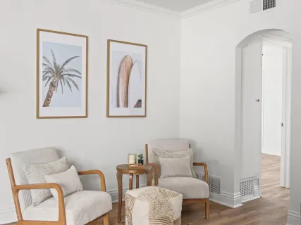 a living room with furniture