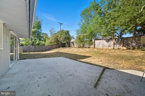 a view of dirt yard with a large tree