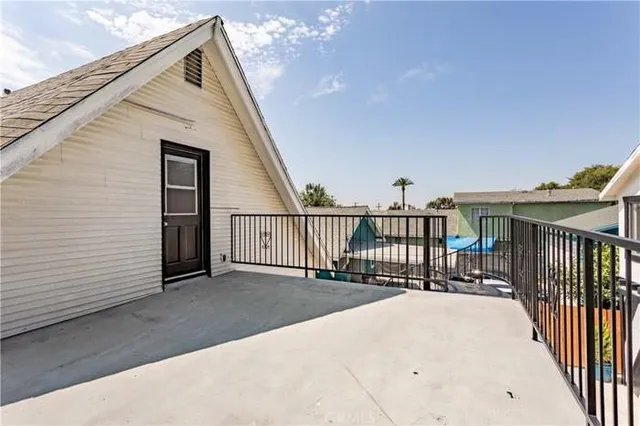 a front view of a house with patio