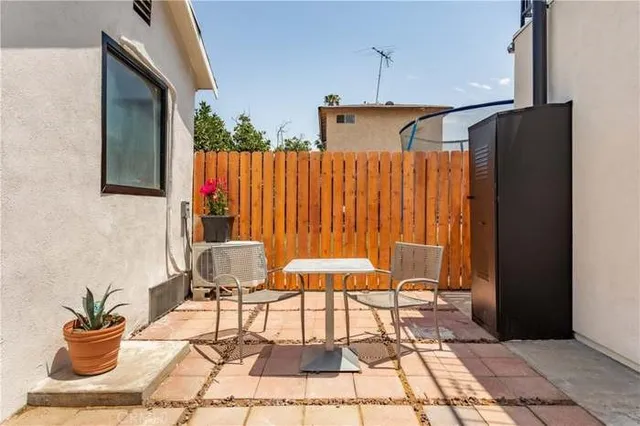 a view of stairs and furniture