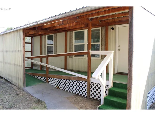 a view of a house with a large window