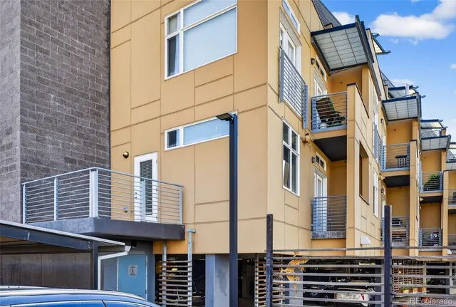 a front view of a multi story building