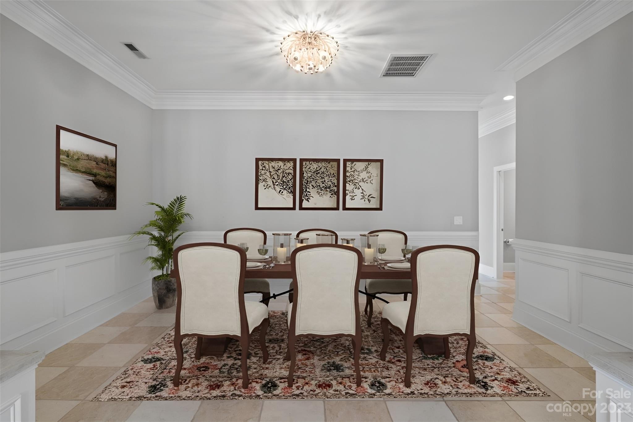 4409 Mickleton Road Charlotte, NC 28226 - Photo 3 of 31 a view of a dining room with furniture and chandelier