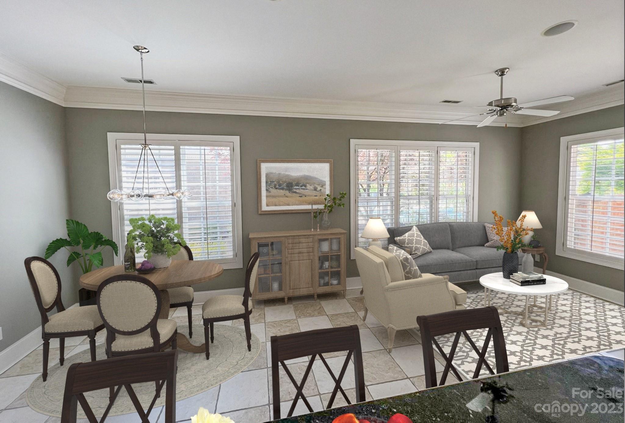 4409 Mickleton Road Charlotte, NC 28226 - Photo 6 of 31 a living room with fireplace furniture and a chandelier