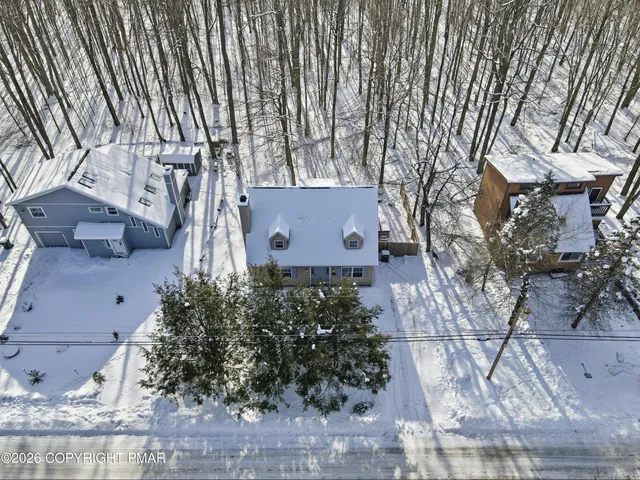 an aerial view of multiple house