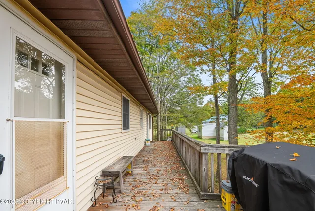 a view of a wooden house with a window
