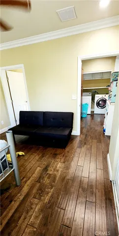 a view of a car parked in front of building