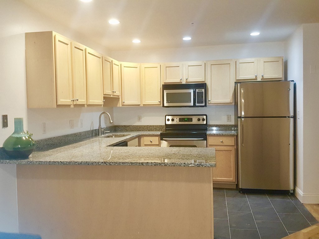 25 Alpine Street, Unit 10 Boston, MA 02136 - Photo 4 of 18 a kitchen with stainless steel appliances granite countertop a refrigerator a stove a sink and a granite counter tops