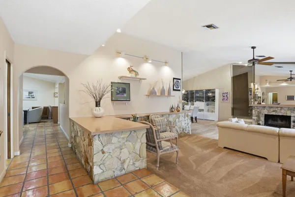a living room with furniture