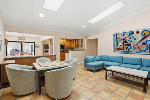 a living room with furniture and a couch