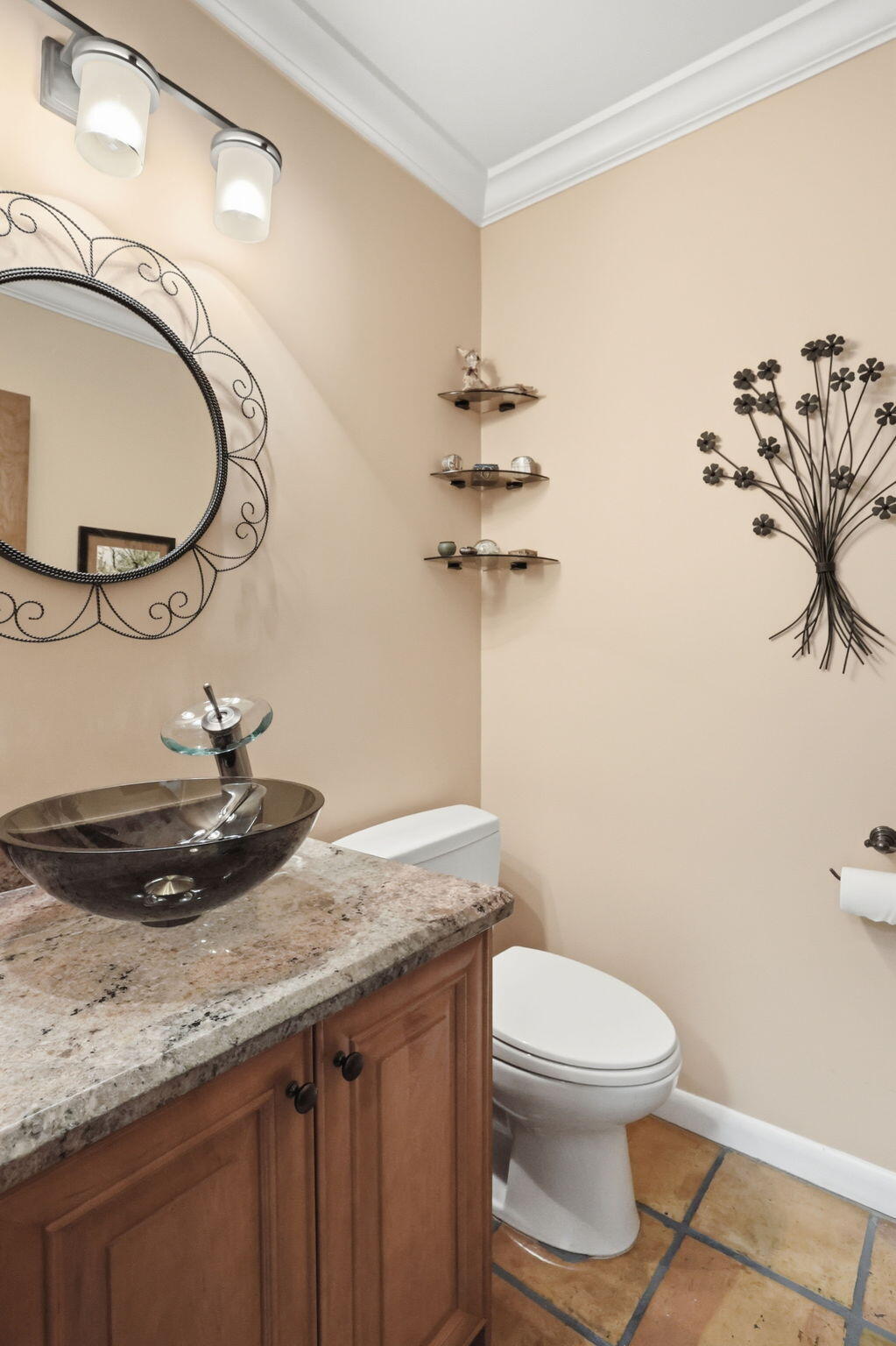 1960 Northwest 25th Street Boca Raton, FL 33431 - Photo 32 of 50 a bathroom with a granite countertop sink a toilet and a mirror