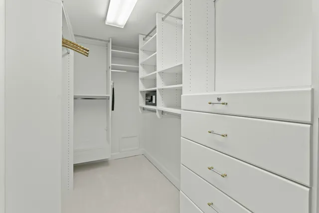 a view of an empty walk in closet