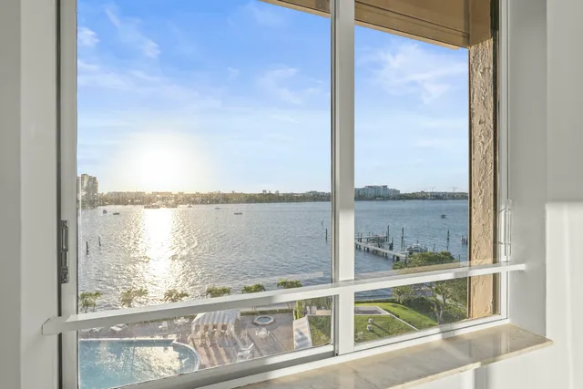 a view of a glass door and a window