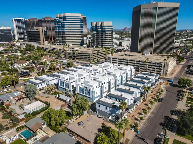 an aerial view of multiple house