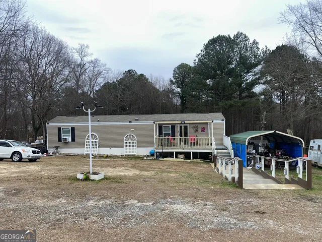 an outdoor space with furniture
