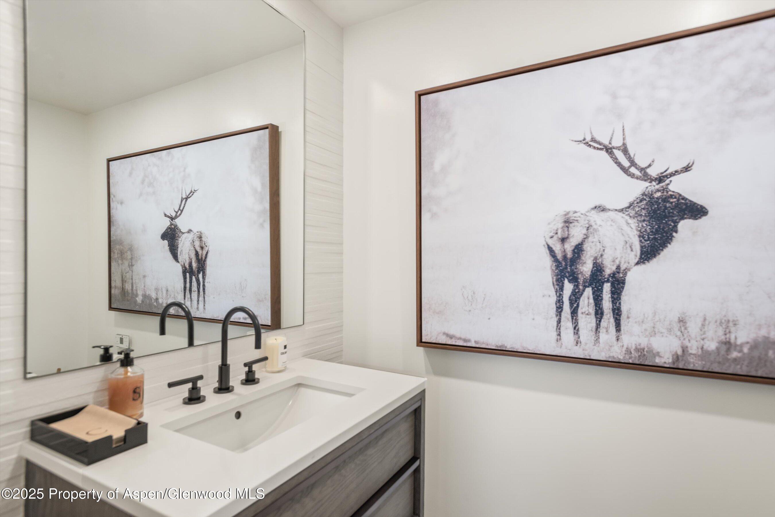 701 Brush Creek Road Aspen, CO 81611 - Photo 15 of 18 a bathroom with a sink and a mirror