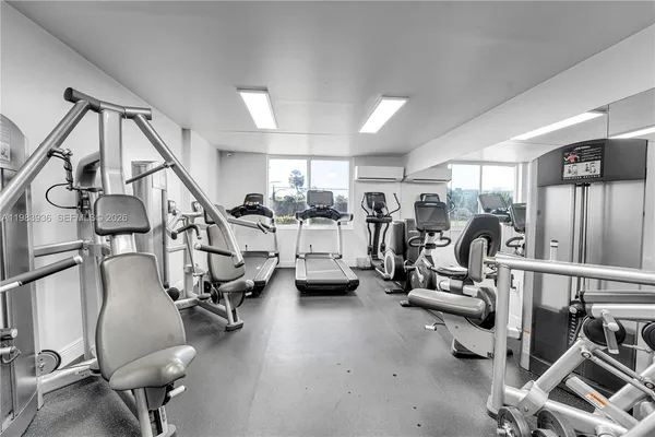 a view of a room with gym equipment