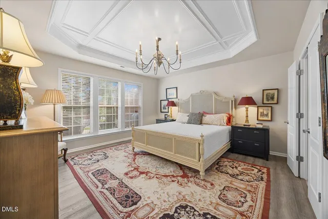 a view of a dining room and furniture wooden floor and outside view