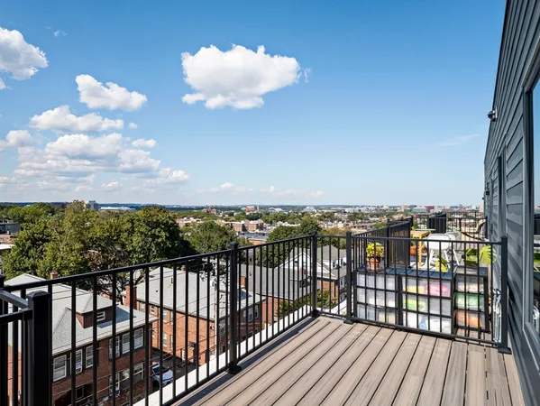 a view of a balcony from a room