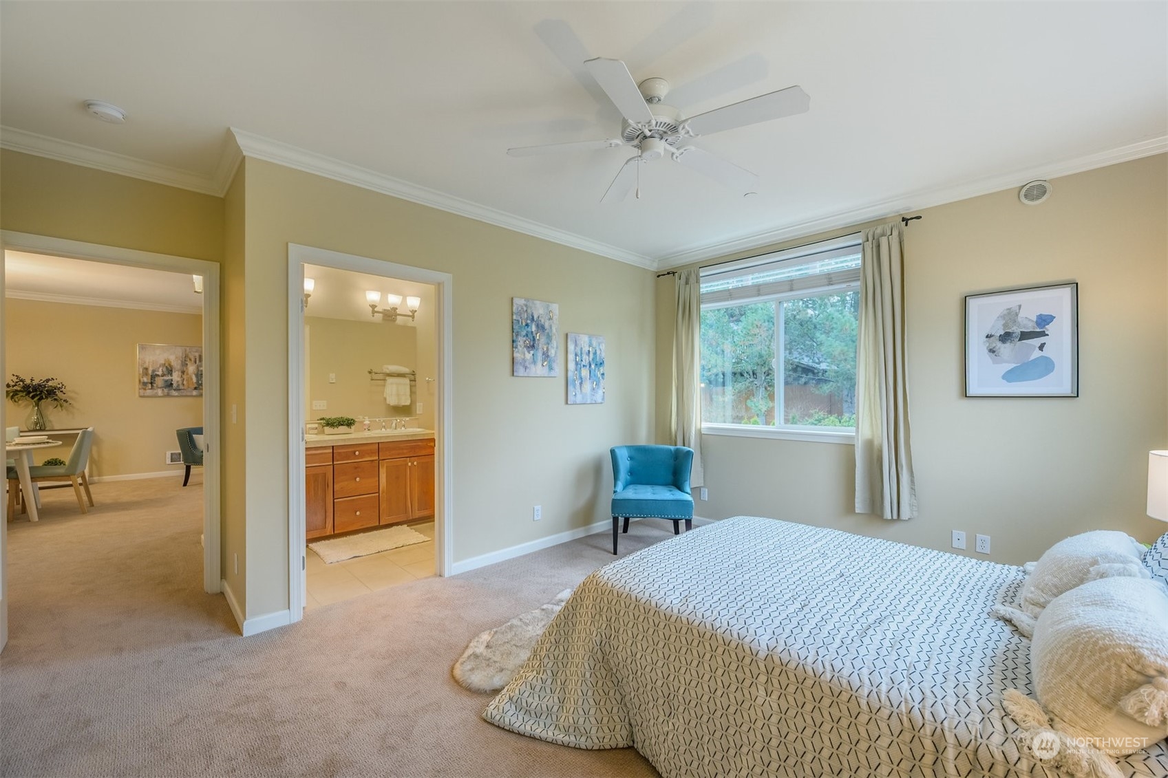 505 5th Avenue South, Unit 203 Edmonds, WA 98020 - Photo 14 of 24 a bedroom with a bed and a view of bathroom