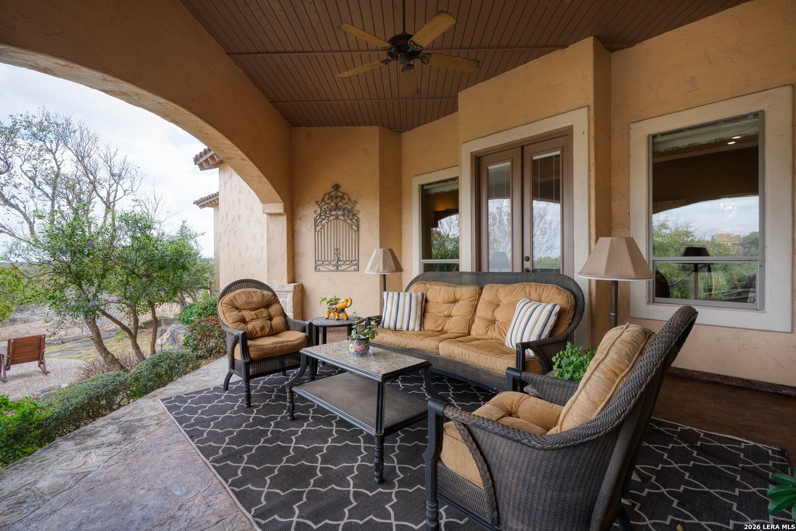 136 Park Ridge Boerne, TX 78006 - Photo 38 of 47 a outdoor living space with furniture potted plant and a large window