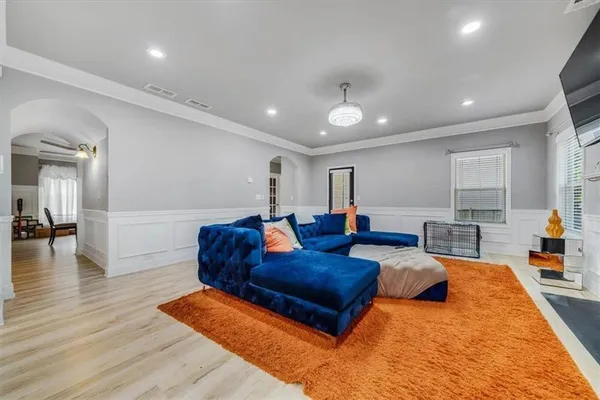 a living room with furniture