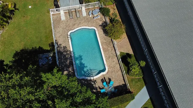 an aerial view of a house