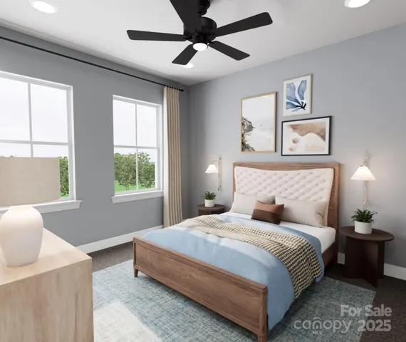 a bedroom with bed and window