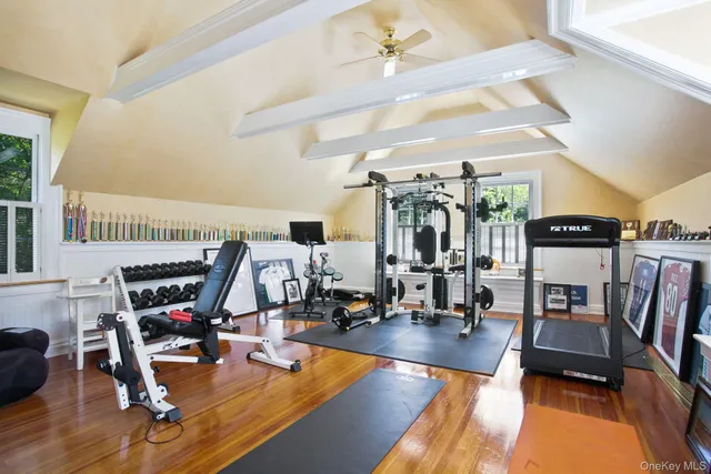 a view of a room with gym equipment