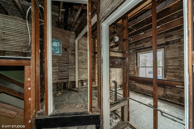 a view of backyard from balcony