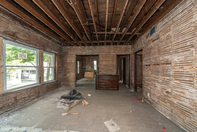 a room with patio furniture