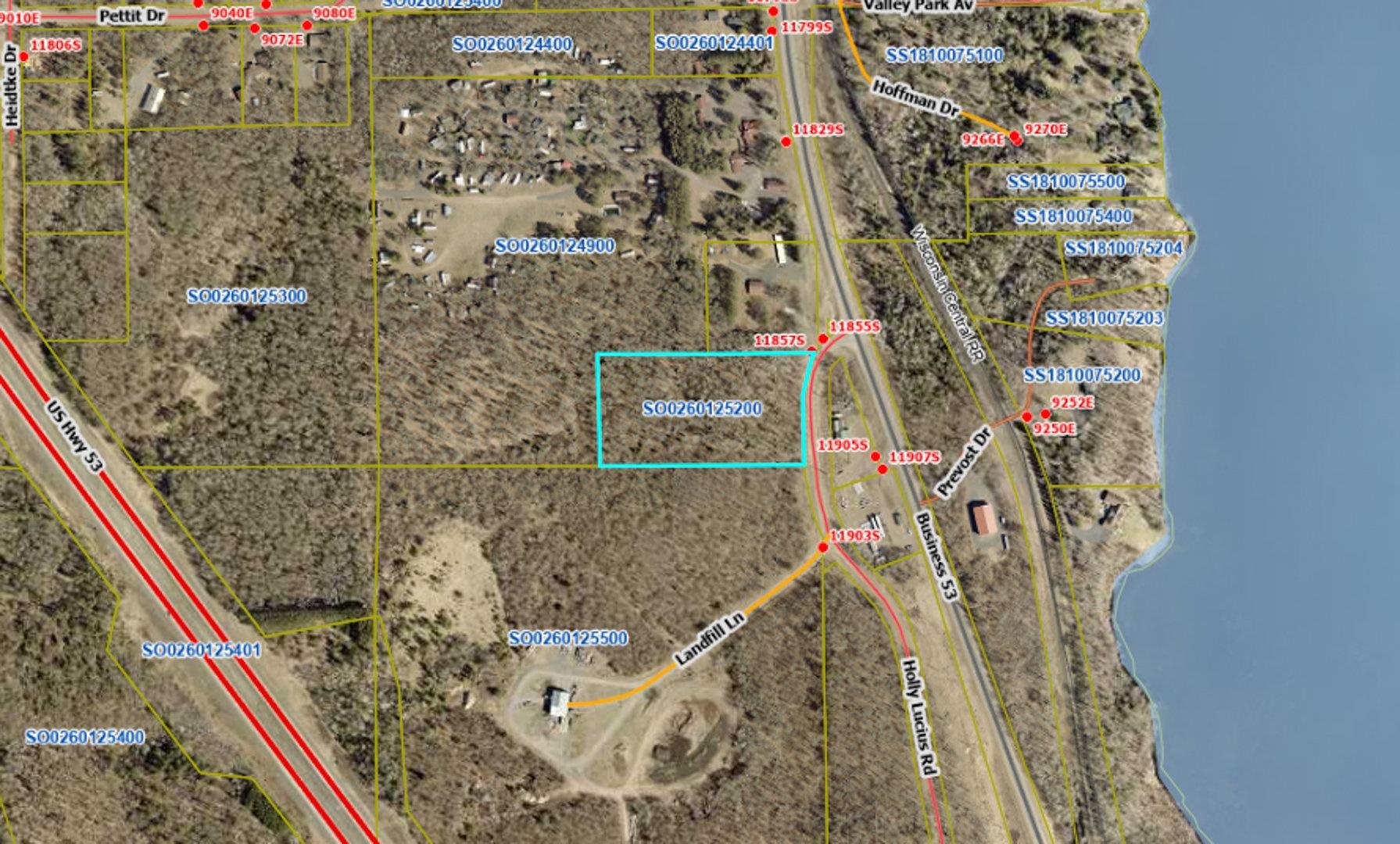 11857 South Holly Lucius Road Solon Springs, WI 54873 - Photo 3 of 8 Map of property location featuring property boundaries highlighted