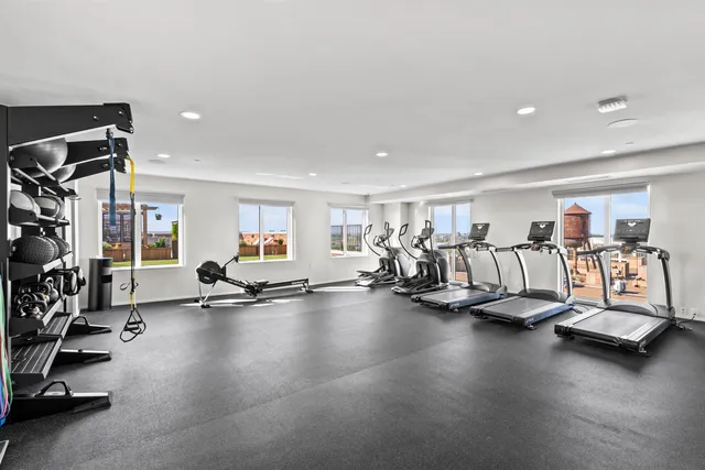 a view of a room with gym equipment