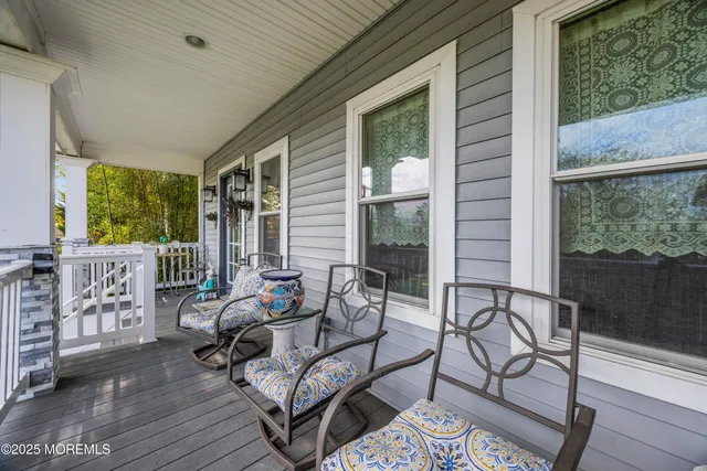 a building outdoor space with patio furniture