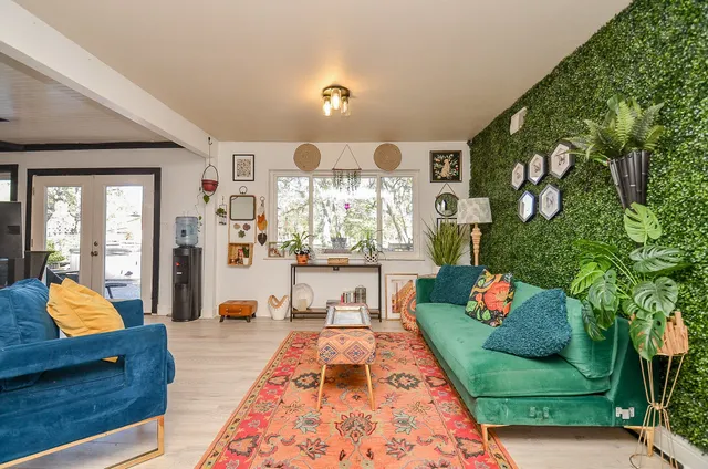 a bed room with a bed and a couch