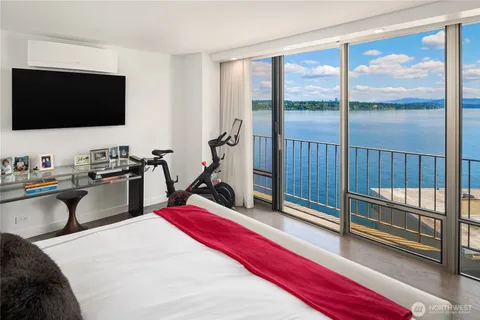 a view of a living room and workspace