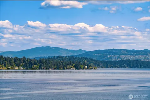 a view of lake and mountain