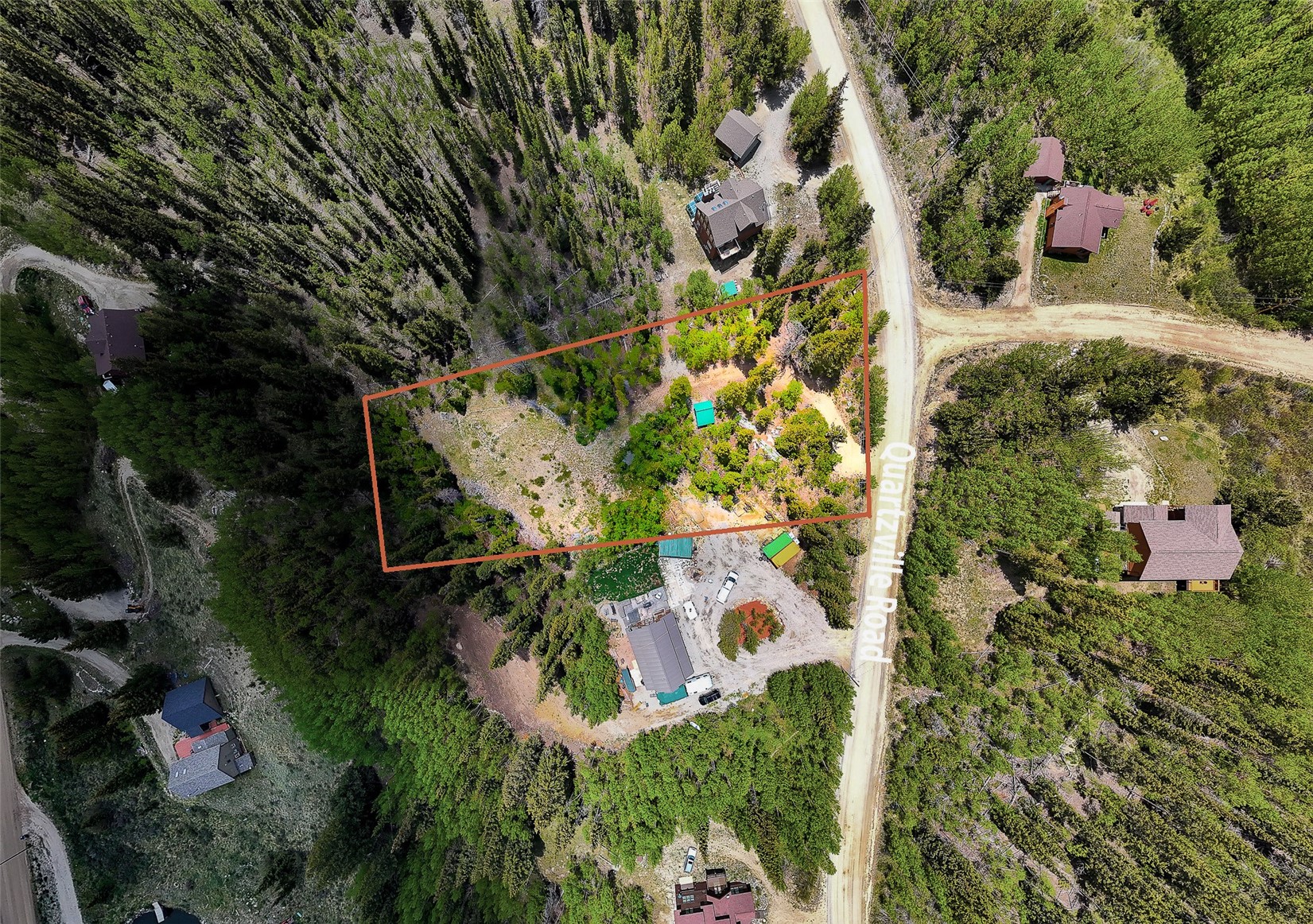 522 Quartzville Road Alma, CO 80420 - Photo 46 of 46 an aerial view of a house with a yard and garden