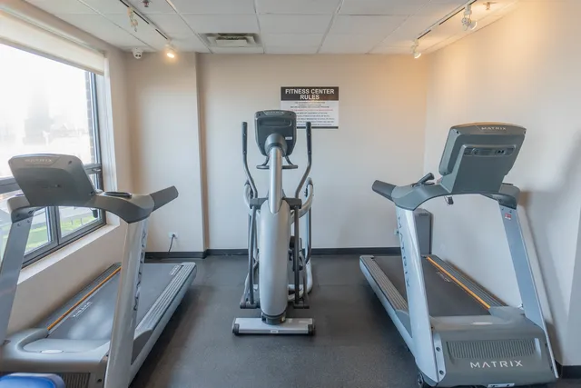 a view of a room with gym equipment