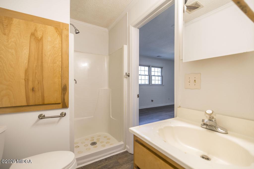 5624 Rogers Road Lizella, GA 31052 - Photo 29 of 39 a bathroom with a granite countertop sink toilet and shower