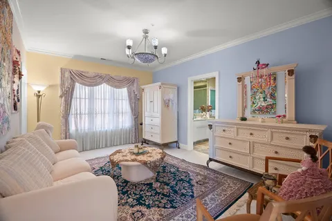 a view of an outdoor sitting area with golf course