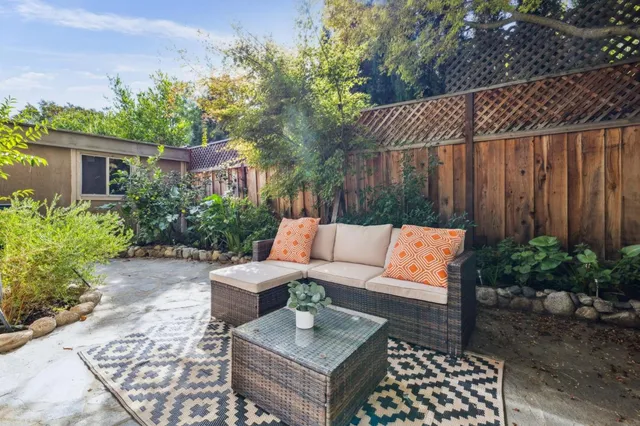 a outdoor space with patio furniture