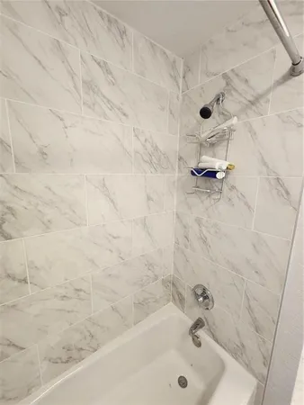 a bathroom with a bathtub