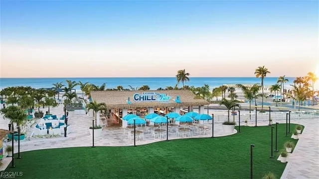 a view of outdoor space with seating area