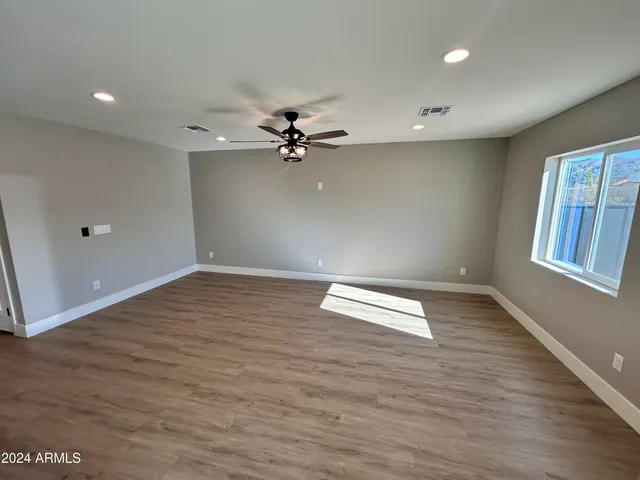 a view of an empty walk in closet