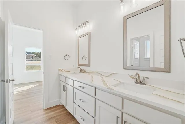 a bathroom with a bathtub
