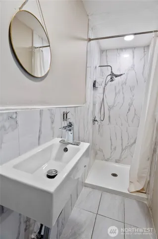 a view of a park with slide