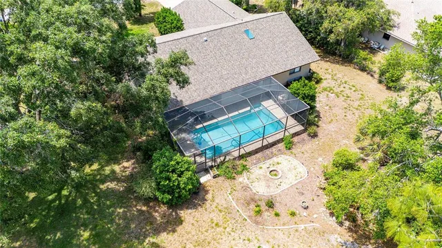 an aerial view of a house