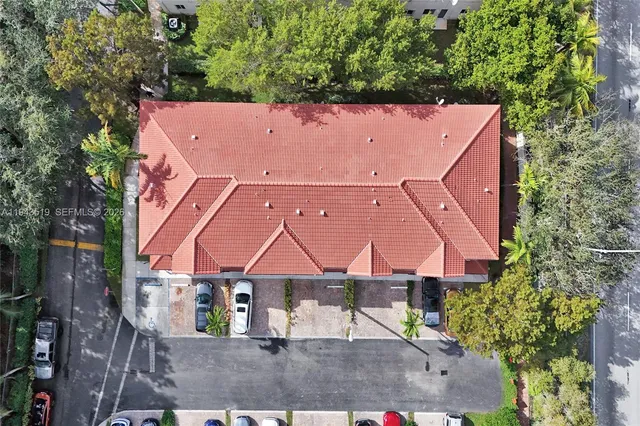 an aerial view of a house