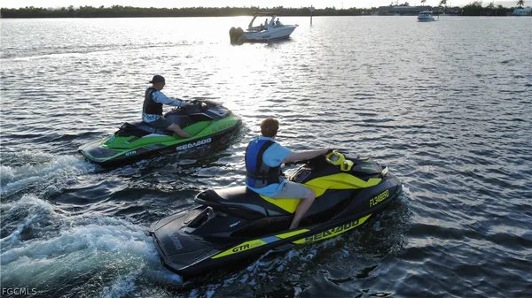 a view of a lake with mountain